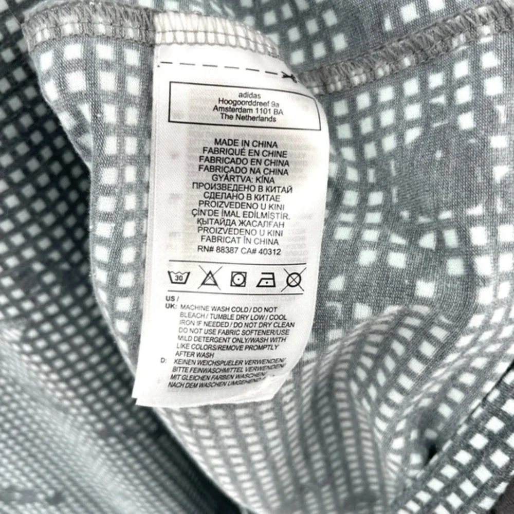 Adidas Primegreen Mens XL Golf‎ Polo Shirt Gray White Grid Pattern Casual Preppy